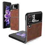 Foluu for Samsung Galaxy Z Flip 3 5G Case, Galaxy Z Flip 3 5G Leather Case, PU Leather + Hard PC Shell Ultra Thin Slim Durable Protective Phone Case Cover for Samsung Galaxy Z Flip 3 5G 2021 (Brown)