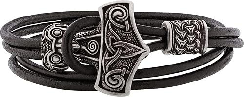 Pulsera de cuero vikingo con martillo de Thor, protección Mjolnir, regalo para hombres y mujeres, pulsera nórdica para él y ella, joyería