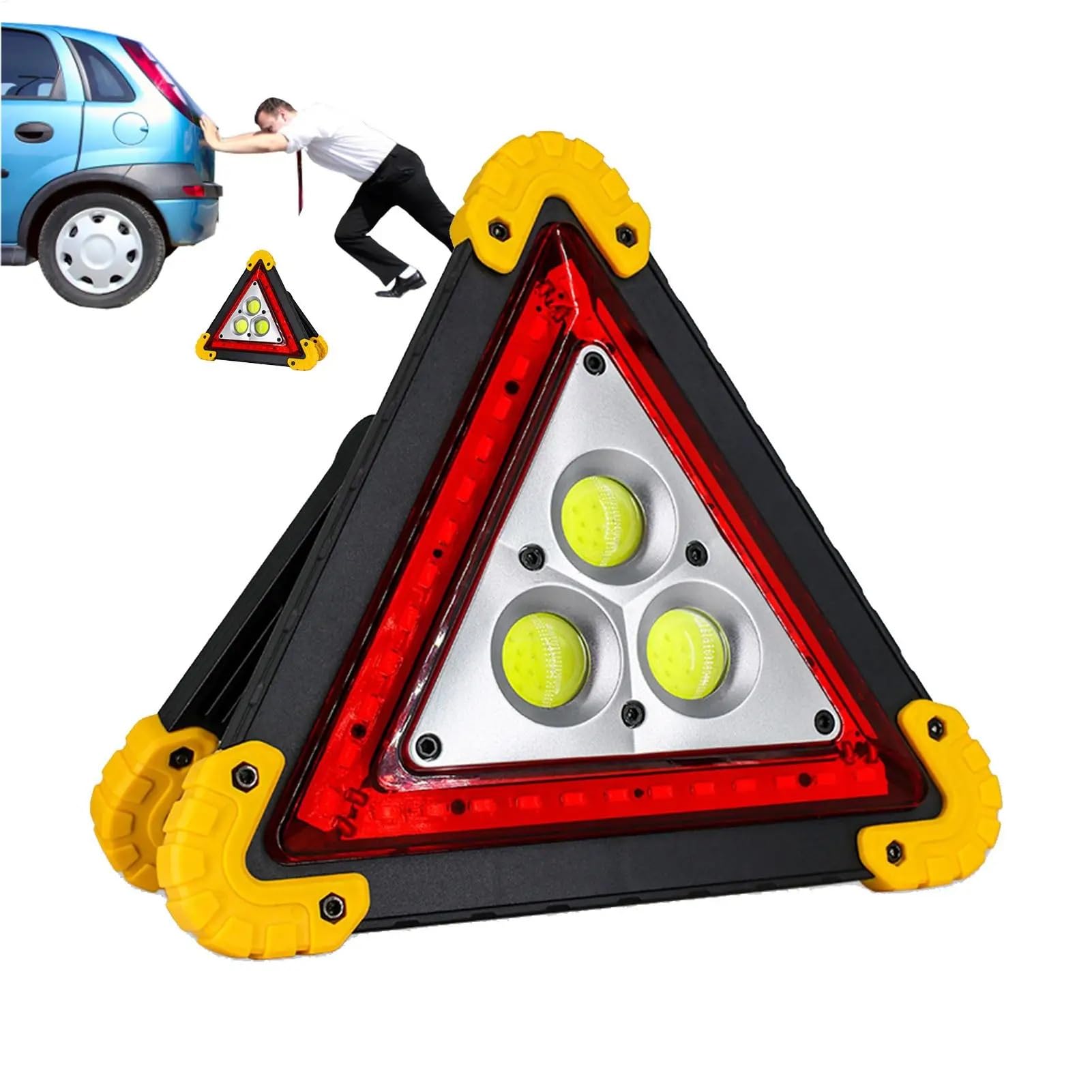 Warndreieck Arbeitsleuchte, tragbares Blinklicht auf der Hand, Dreieck-Warnschild, Notfall-Pannen-Verkehrssicherheits-Alarmlampe