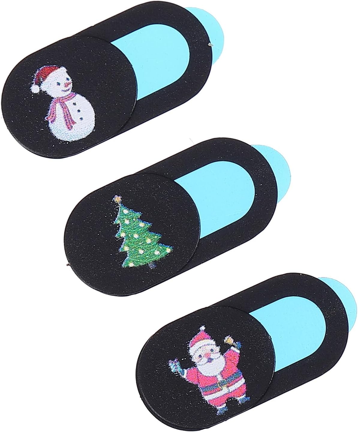VILLCASE 3pcs Webcam Cover Slide Privacy Shutter for Laptop Tablet Desktop, Ultra-Thin Web Camera Cover Slider, Black Christmas Theme, PC and Phone Privacy Protection