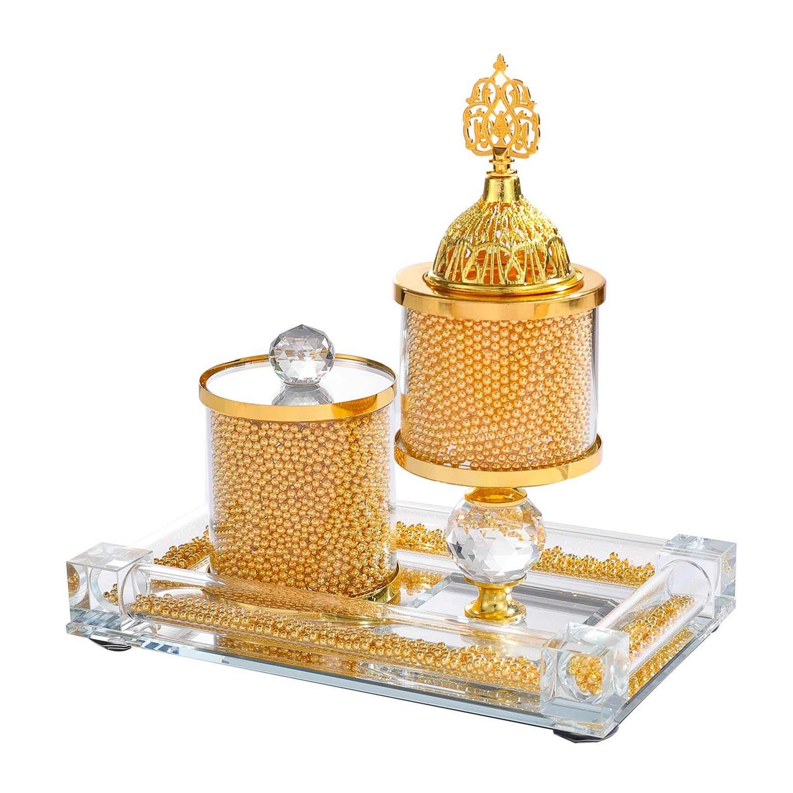Tsophreniq Arabian Incenses Burners Set Aromatherapies Diffuser Decorative Metal Glass Censers for Spiritual Meditations Ornament Metal and Glass Aromatherapies Burners