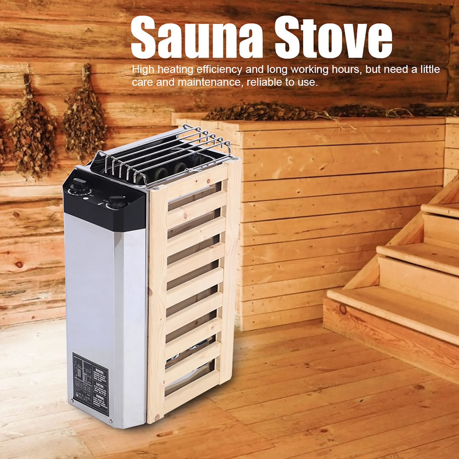 Calentador de Estufa de Sauna de Acero Inoxidable de 3 KW, Equipo de Calefacción de Sauna de Fácil Control de Temperatura de Alta Eficiencia para Sala de Sauna, Piscina Cubierta,