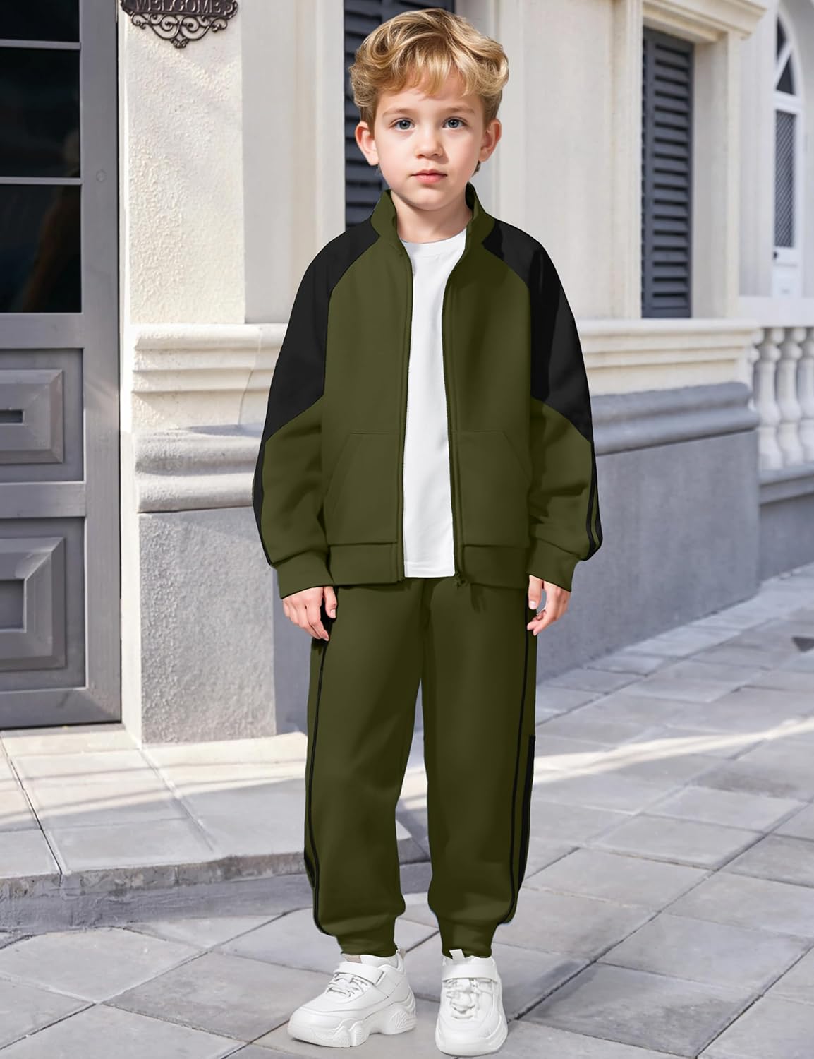 NECIOUS Boys Clothes 2 Piece Long Sleeve Zip Up Boys Sweatshirt Jacket and Jogging Sweatpants Kids Fall Winter Outfits 6-12Y - Image 2