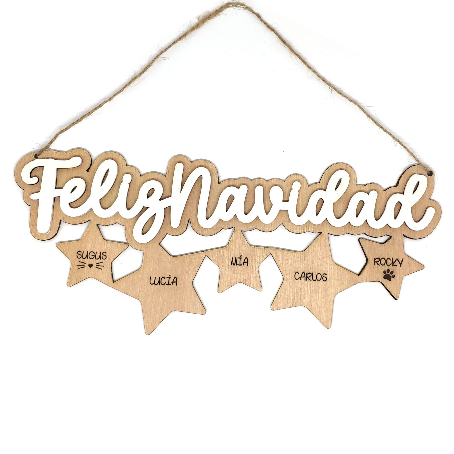Cartel puerta Feliz Navidad personalizado| Decoración Navidad | Adornos Navidad | Adornos colgantes | Lulamuk