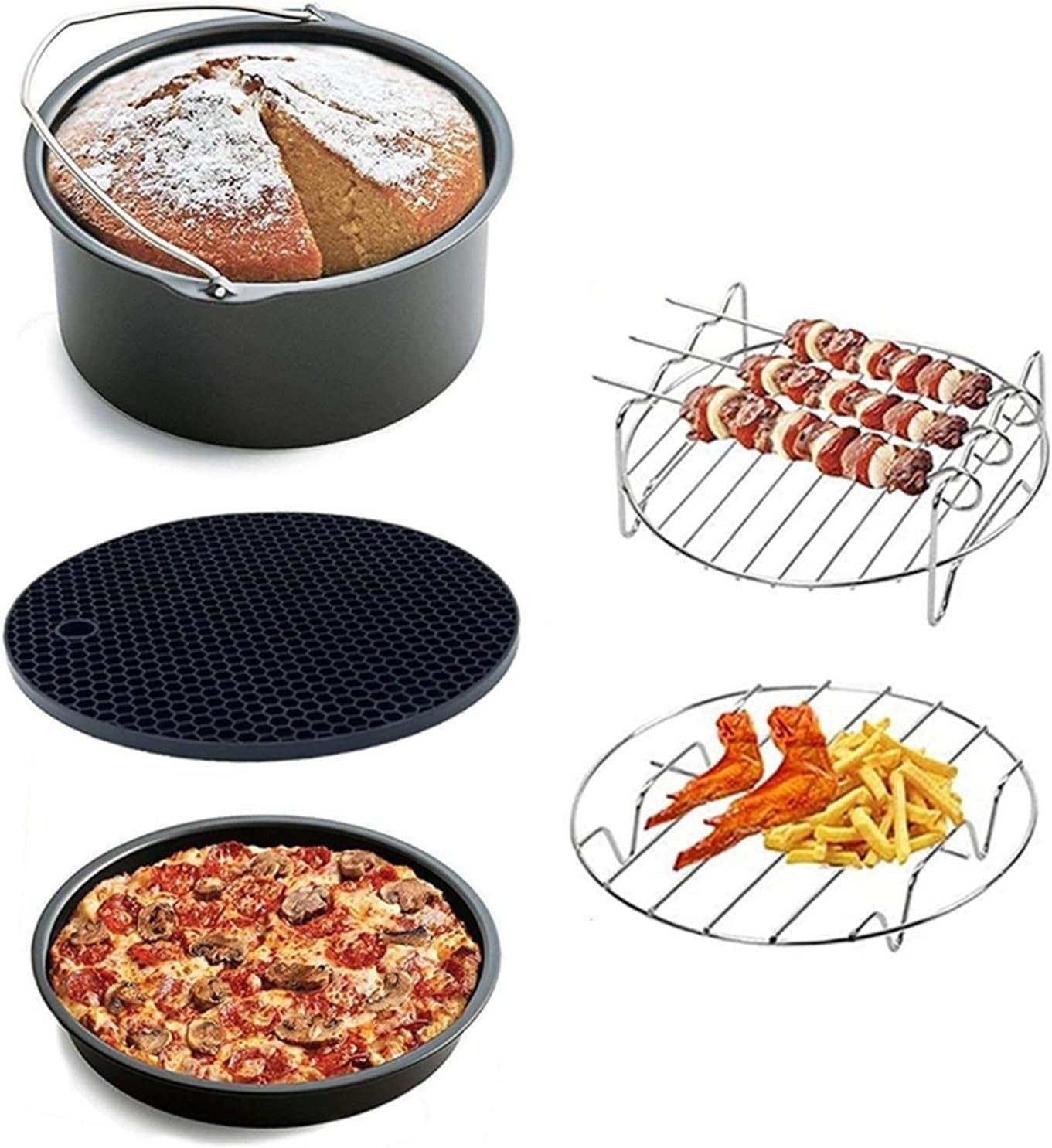 Amazon エアフライヤーラックエアフライヤーバスケットトレイエアフライヤーアクセサリ 6インチエアフライヤーアクセサリーケーキ