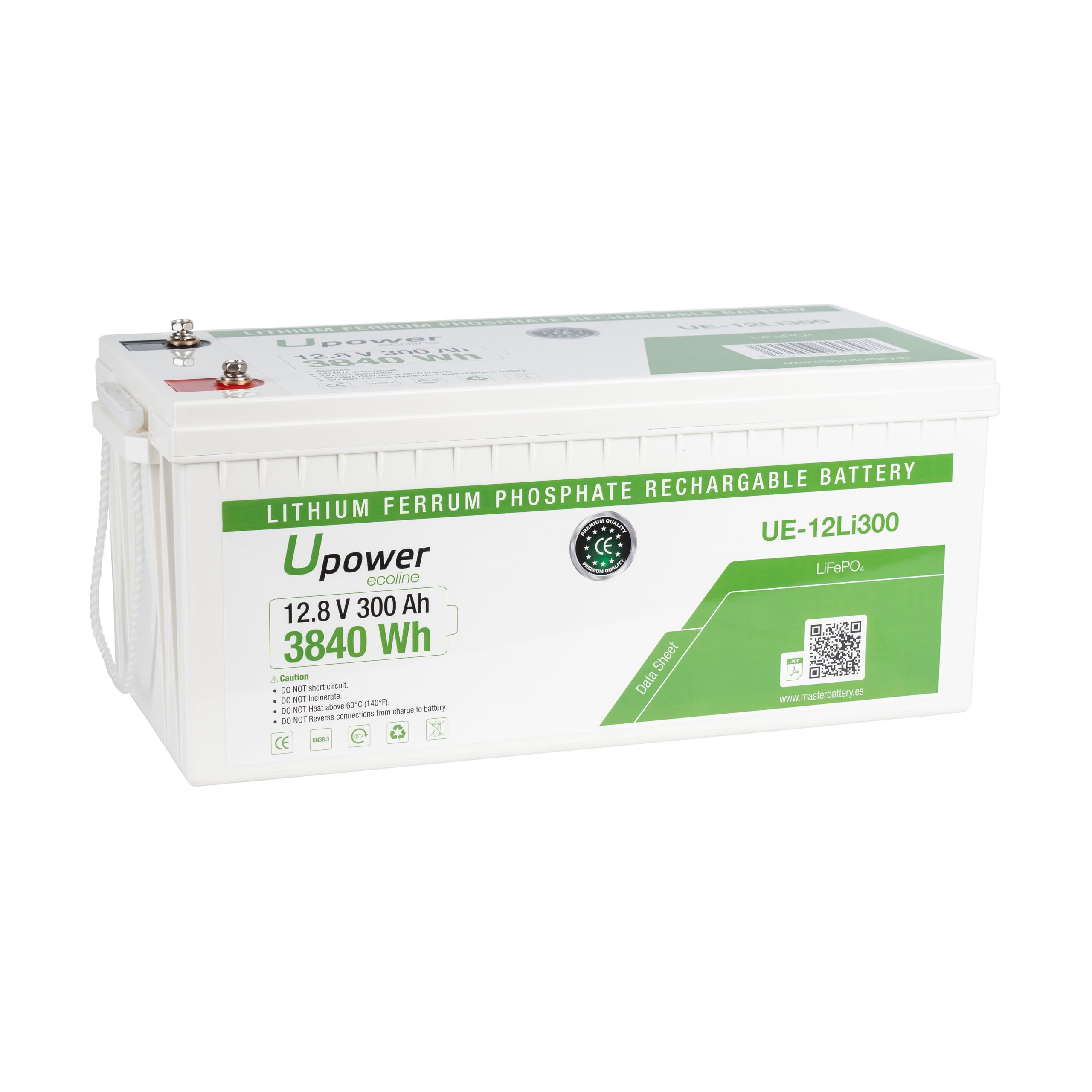 Batería de Litio LiFePO4 de 12V 300Ah, Ciclo profundo 3000 al 100% / 12.8V 2560Wh
