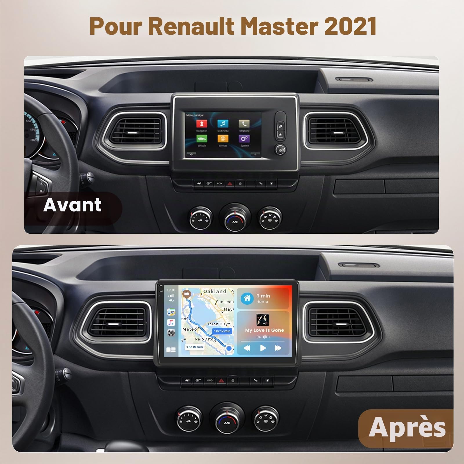 Hikity 4G+64G Android 15 Autoradio 10" pour Renault Master CarPlay