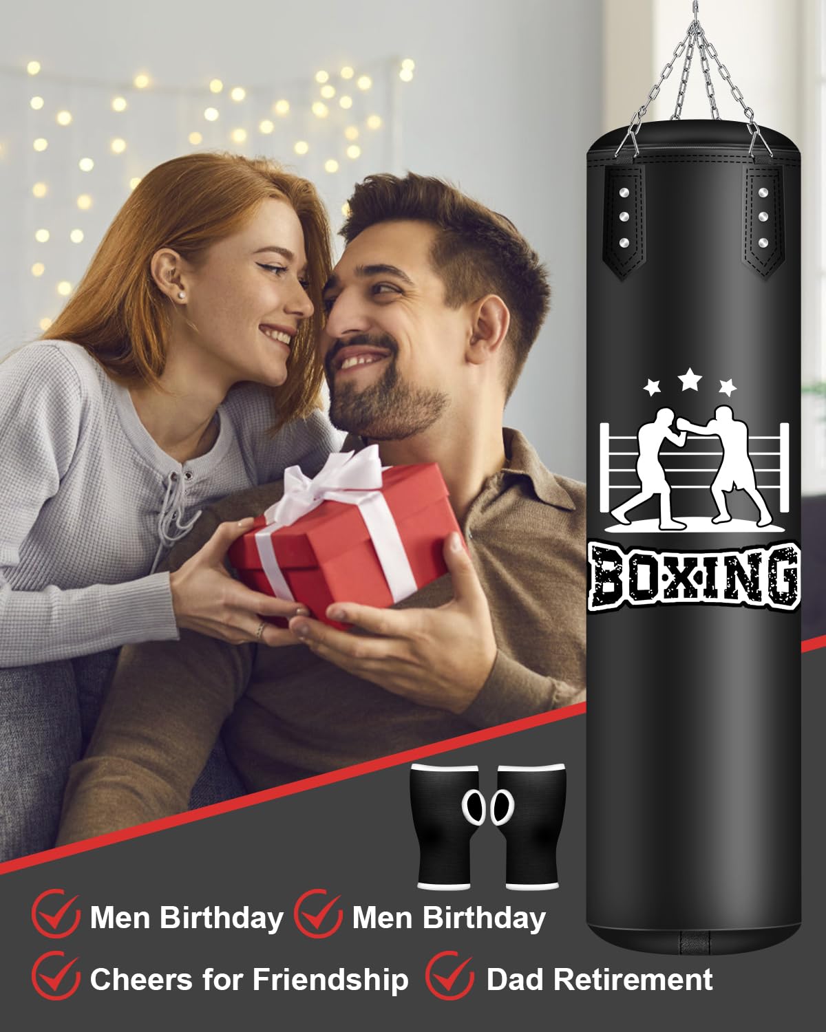 Sac de Frappe Adulte 120cm, Non REMPLIR Suspendu Sac de Frappes pour MMA Muay Thai Karate Taekwondo Training avec Chaine Suspension Boxe Punching Bag