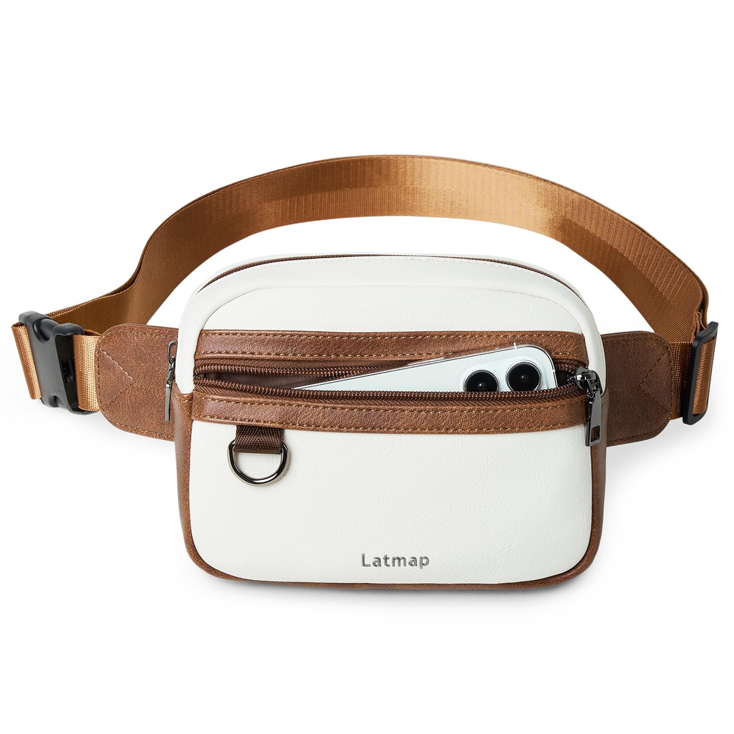 LATMAP3L Bumbags for Ladies, Fanny Pack for Women 4-Zipper Waist Bag Women PU Leather Fashion Dog Walking Bags Waterproof Cross Body Sling Bag for Travel, Sport