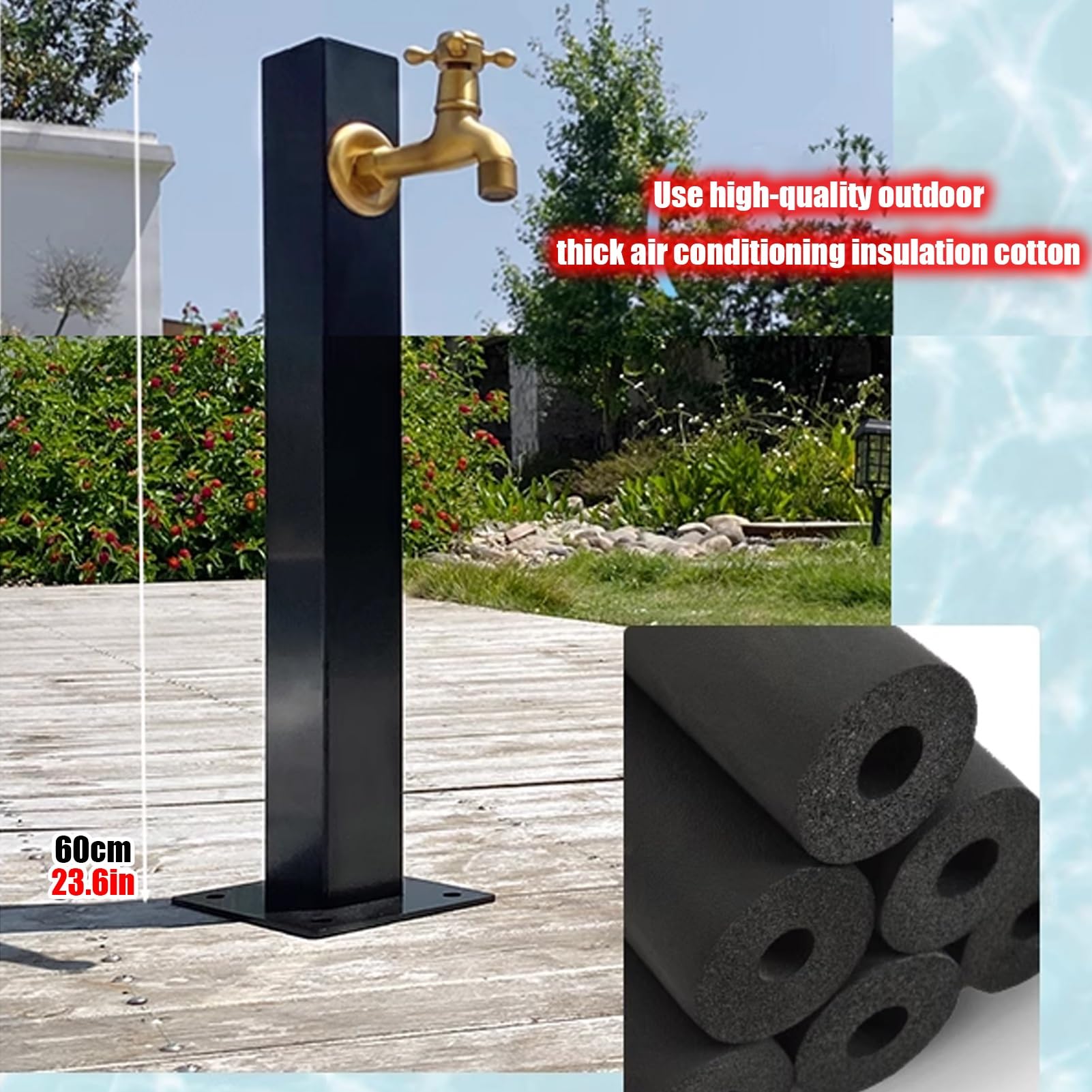 Robinet de Jardin en Acier Inoxydable résistant au Gel - rallonge de Tuyau d'arrosage Pratique, adaptée aux robinets extérieurs utilisables Toute l'année dans Les Jardins et Les patios, offr