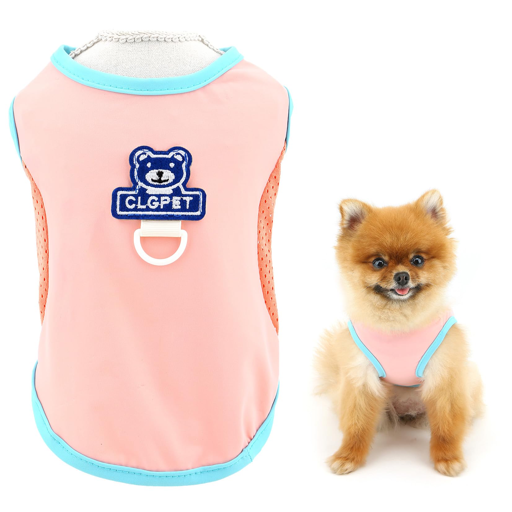 SMALLLEE_LUCKY_STORE Cooling Mesh Dog T-Shirt for Extra Small and Small Dog Pet Pullover with D-ring UV Resistant Puppy Vest Stretchable Tank Top Summer Sun Shirt Chihuahua Yorkie Cat Clothes Pink XL
