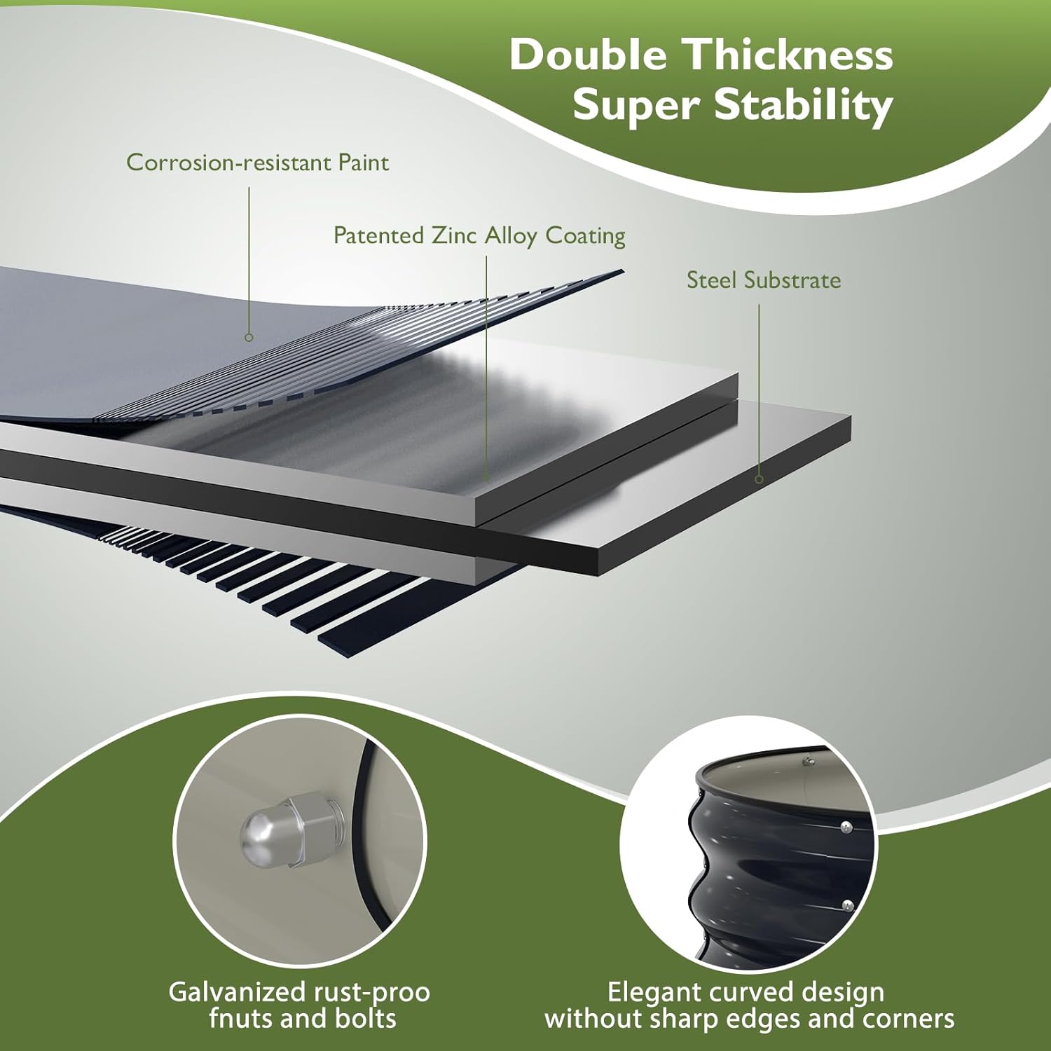 Raised Garden Bed Kit 6×3×1 FT, Silver and Blue