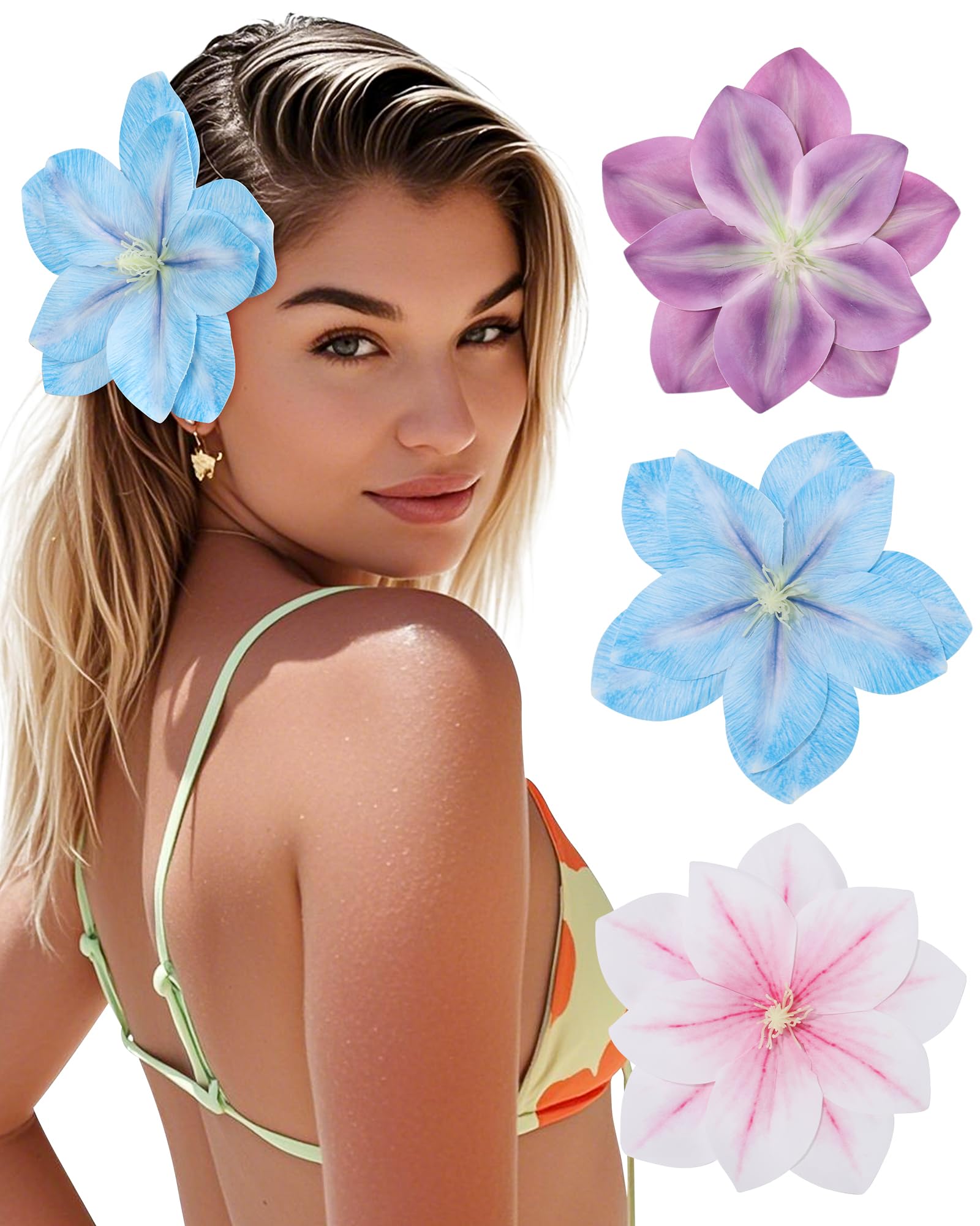 Molans 3PCS Floral Hair Clips for Women - Spring Summer Flower Bobby Pins with Non-Slip Grip, Cute Bridal Hair Accessories for Girl