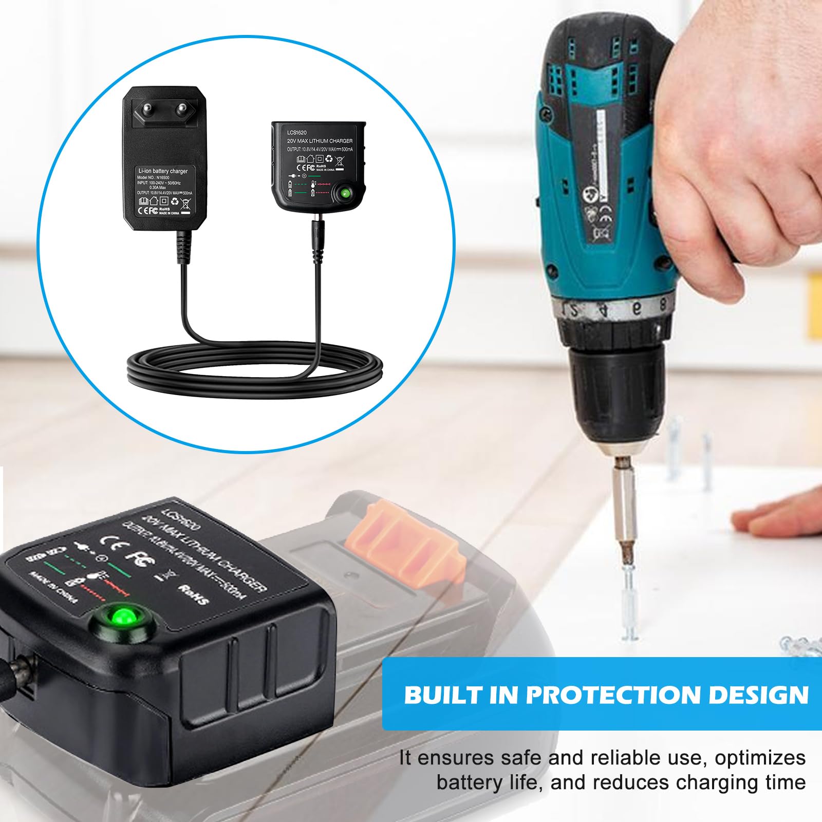 Caricabatterie 18V/20V Per Black & Decker: Compatibile Con Batterie Litio BL2018, LBXR20, LB20 E Più – Ricarica Sicura E Veloce