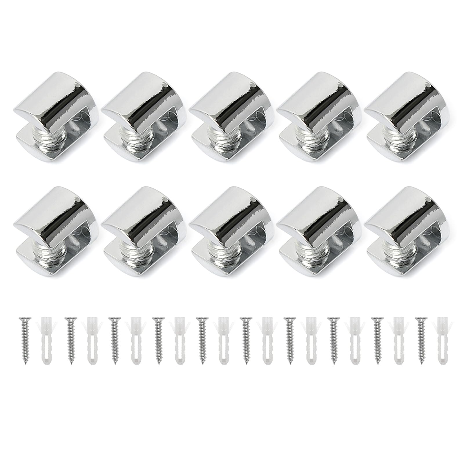 10Pcs Zincs Alloys Glass Shelf Clamp Brackets Clip Cabinet Shelf Plates Flat Back Mount Holder Enduring Zinc Alloy Glass Clamp Brackets
