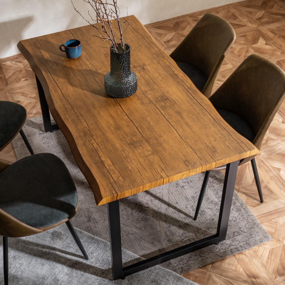 エア・リゾーム ダイニングテーブル 140cm幅 食卓テーブル アイアン スチール 木目調 木製 長方形 4人 テーブル
