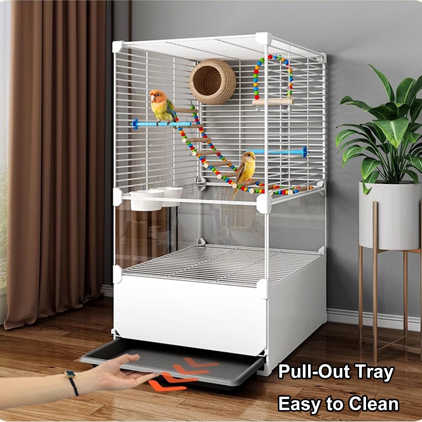 Papageienkäfig, Wellensittich Käfig, Vogelkäfig Groß mit Tablett, Vogelnest, Leiter, Schaukel, Futternapf, für Papageien, Conures, Unzertrennliche, Nymphensittiche, Sittiche