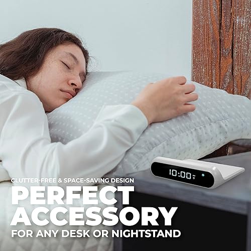 Miniatura 4 de CHARGEWORX Reloj despertador de carga inalámbrica 2 en 1  Carga rápida de 10 W  Soporta formatos de 12 horas y 24 horas  Despertador moderno para