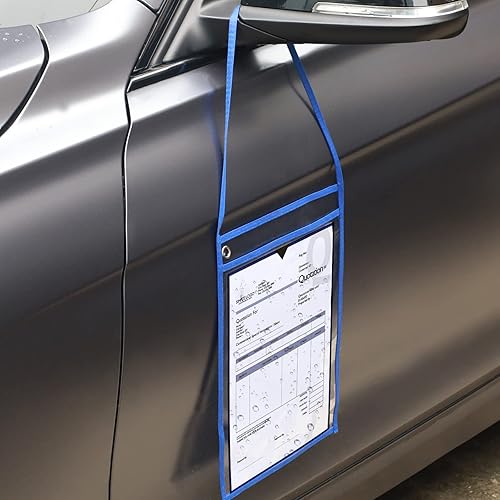 Vista 7 de Geyee Paquete de 50 soportes para boletos de trabajo, bolsillos para pedidos de trabajo de 9 x 12 pulgadas, funda de plástico para colgar boletos