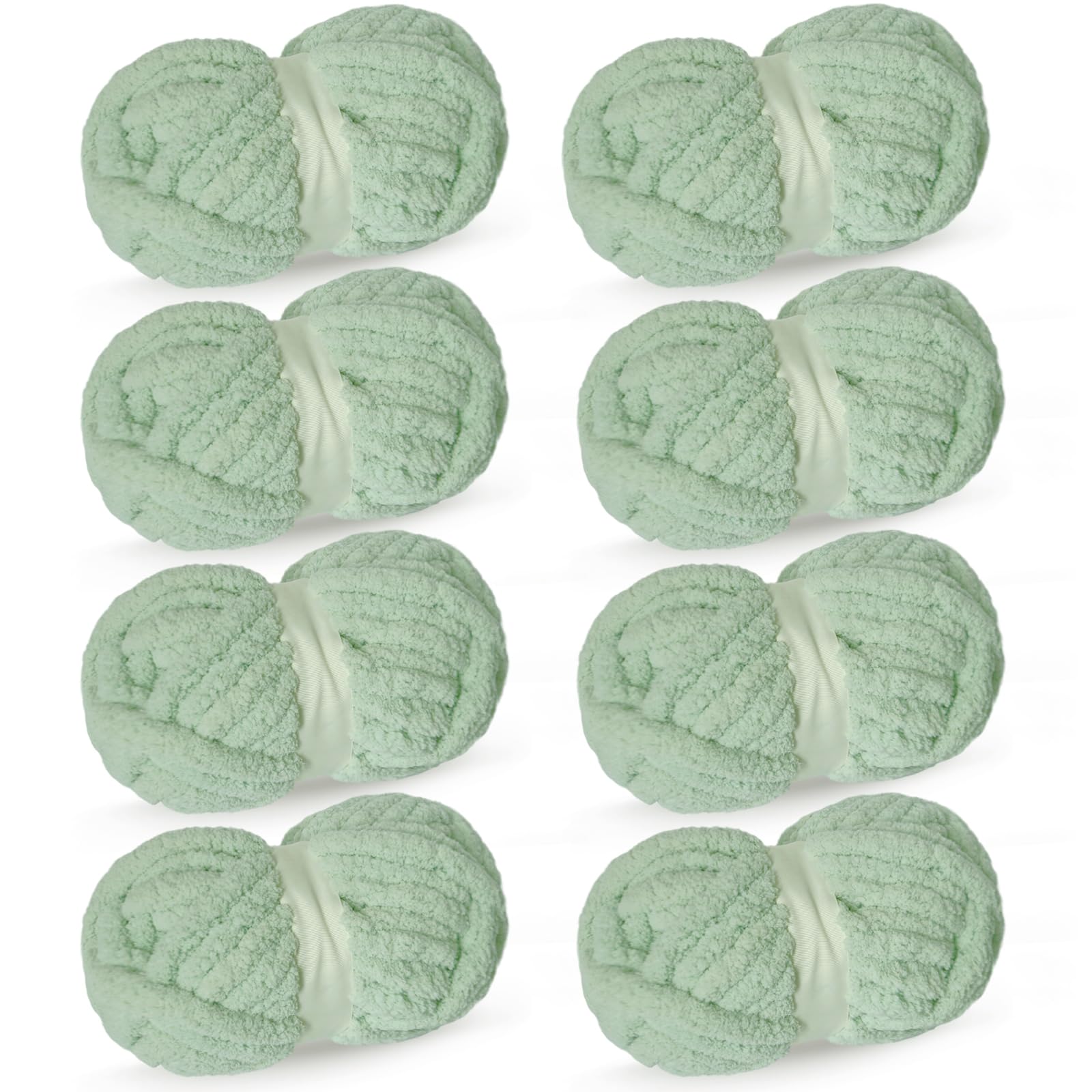 Grey Green Chunky Chenille Yarn for Crocheting Bulky Thick Fluffy Yarn for Knitting,Super Bulky Hand Blanket, Soft Plush Yarn Crochet Carpet/Scarf/Cushion/ 8 Jumbo Pack(63.76oz/197.68yd