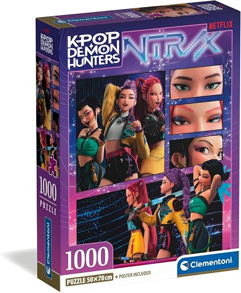 Clementoni Puzzle 1000 Pezzi per Adulti e Ragazzi, Illustrazione con Tema K-pop Demon Hunters, Idea Regalo, Made in Italy, 70x50 cm, Poster Incluso, 37125 - 1