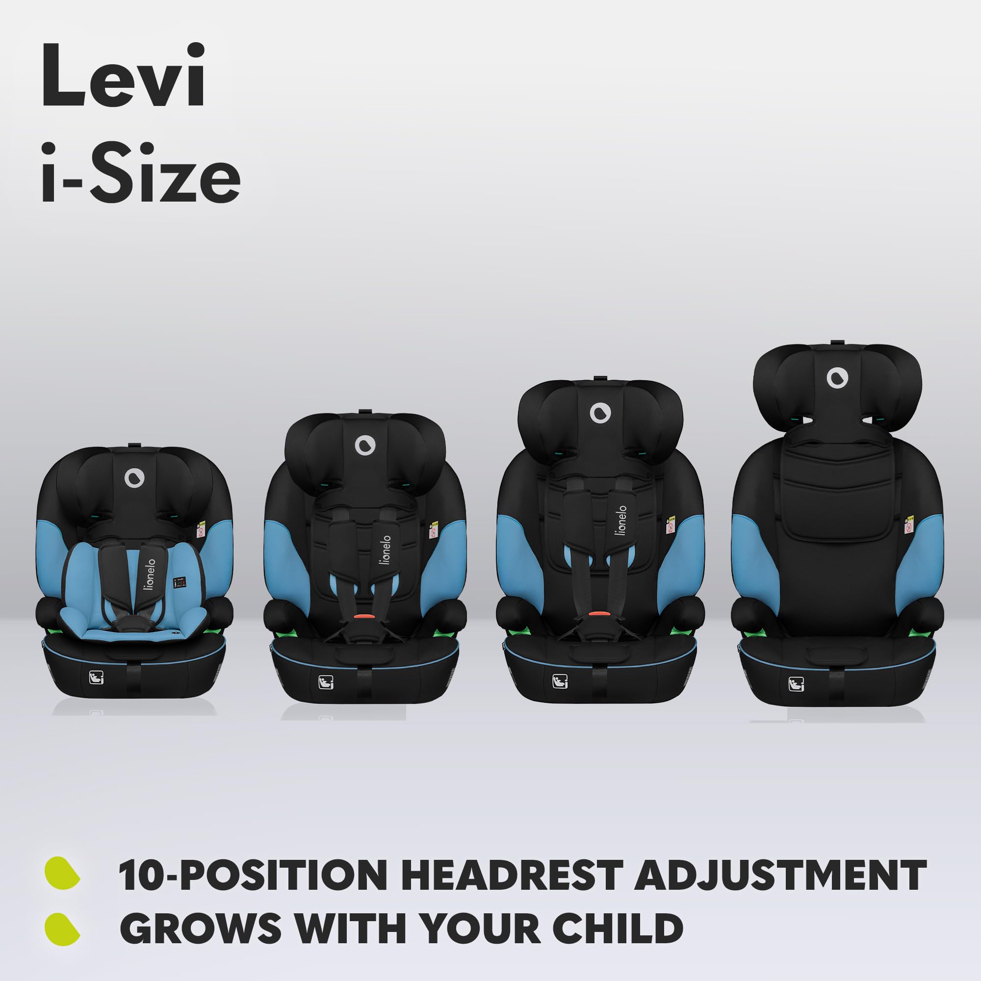 LIONELO Car Seat LEVI I-Size for Baby 9-36kg Transforms with Your Child from Infant to 12 Years, Multi-Level Headrest, Enhanced Side Protection, Easy Install with Seat Belt, Washable, Certified — view 7
