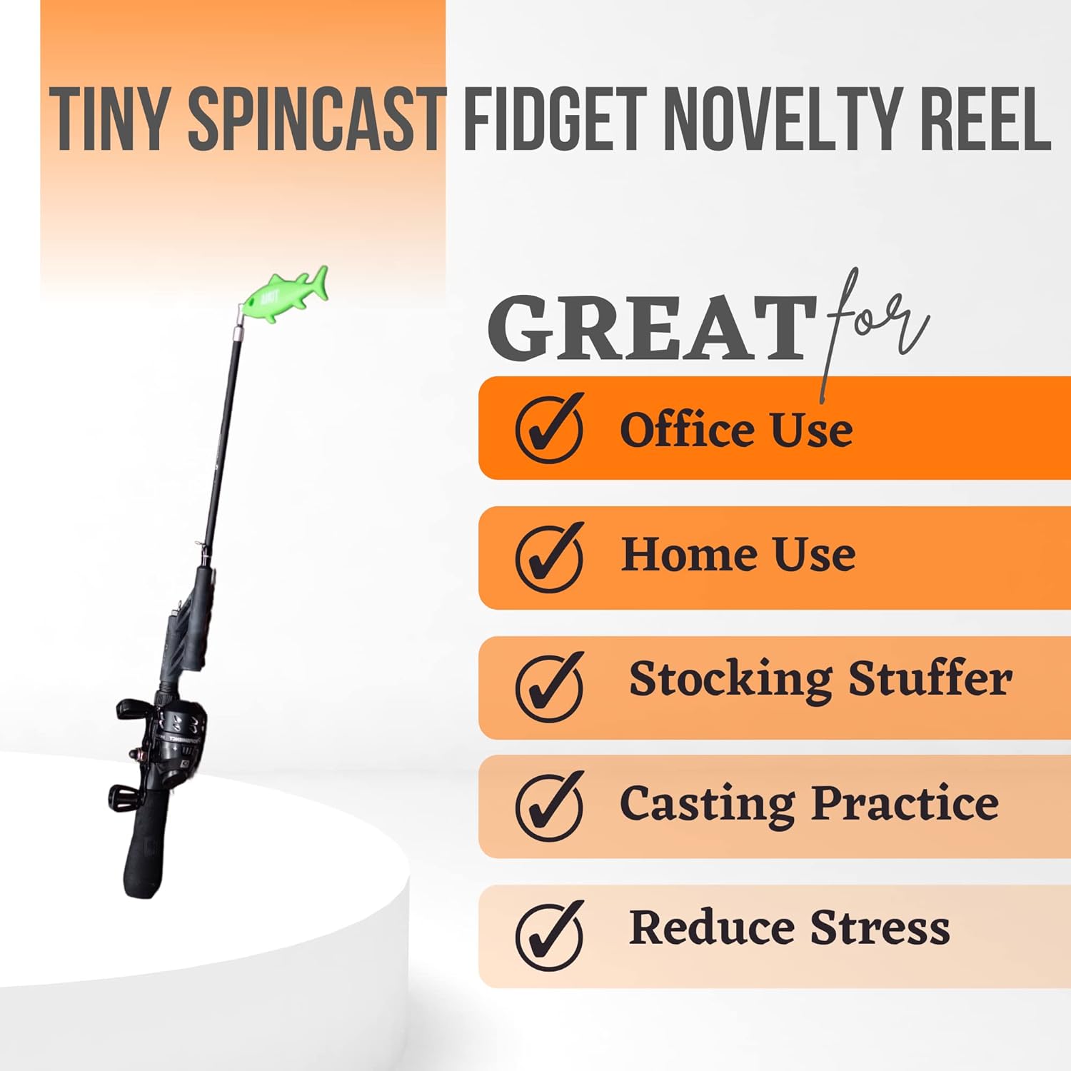 Tiny Spincast Fidget Novelty Reel by ProFISHiency | Mini Pocket Combo, Collapsible to 14", Extends to 20" | Office Desk Gag Gift White Elephant Toy | (Casting Practice, Reduce Stress)