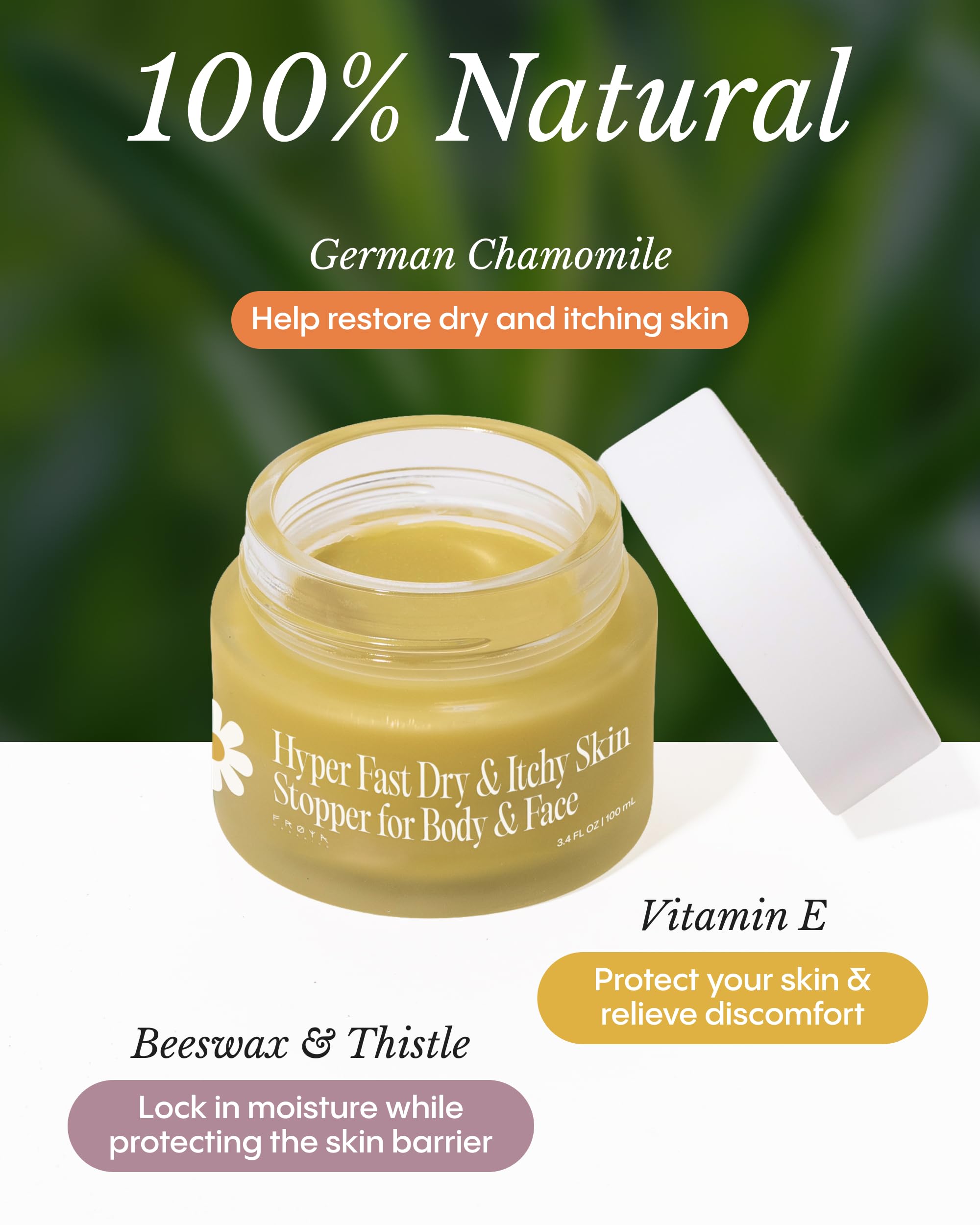 FRØYA Organics Dry & Itchy Skin Soothing Balm for Body & Face, 3.4 fl oz