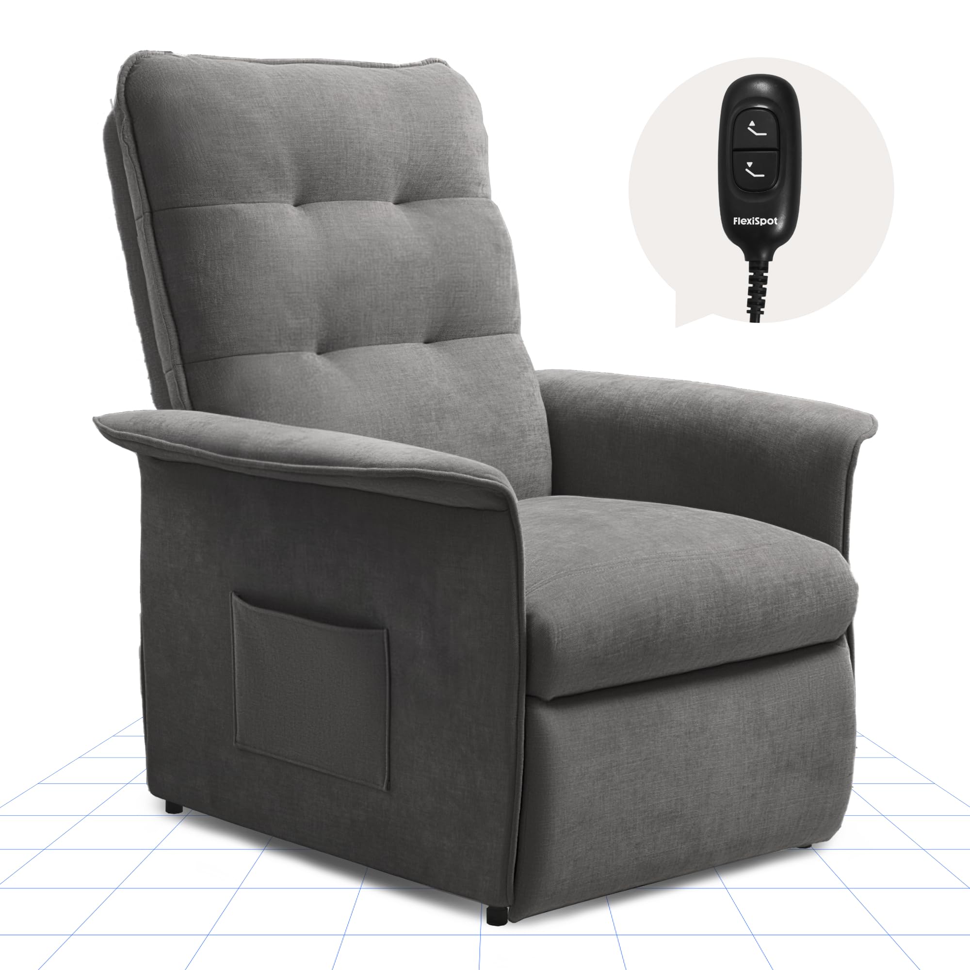 FLEXISPOT Sillón Relax Eléctrico Reclinable, Sillón Reclinable, Sofá Relax Ergonómico para Salón, Dormitorio y Cine en Casa, Sofá Relax Ajustable Ahorro de Espacio para Pisos Pequeños, Gris Humo