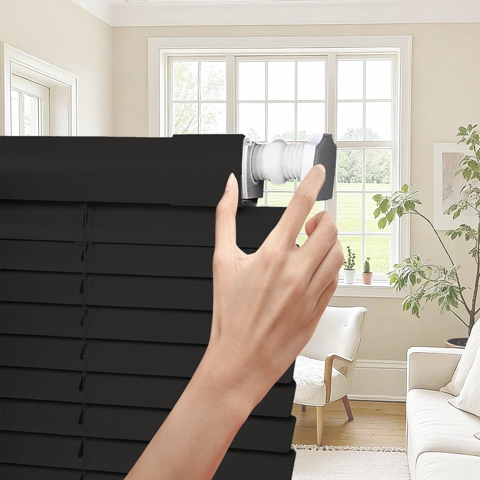No Tools No Drill Venetian Blind, Aluminum Mini Blinds for Indoor Windows, 1" Metal Slat Room Darkening Horizontal Blinds, Custom Size Blackout Window Shades(Black)