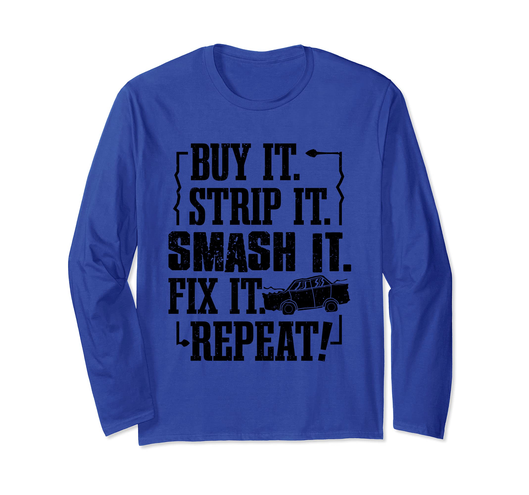 Funny Demolition Derby Smashing Car Derby Driver Race Car Long Sleeve T-Shirt, Blue