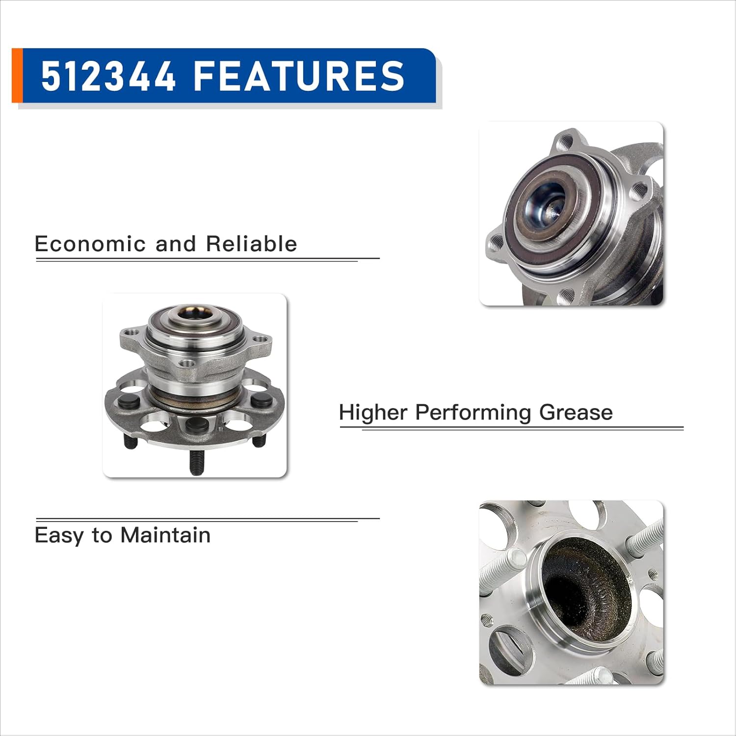 PAROD 2PCS 512344 FWD Only Rear Wheel Hub Bearing Assembly Fit for 2010-2011 Honda Accord Crosstour, 2007-2011 CR-V, 2012-2015 Crosstour,5Lugs