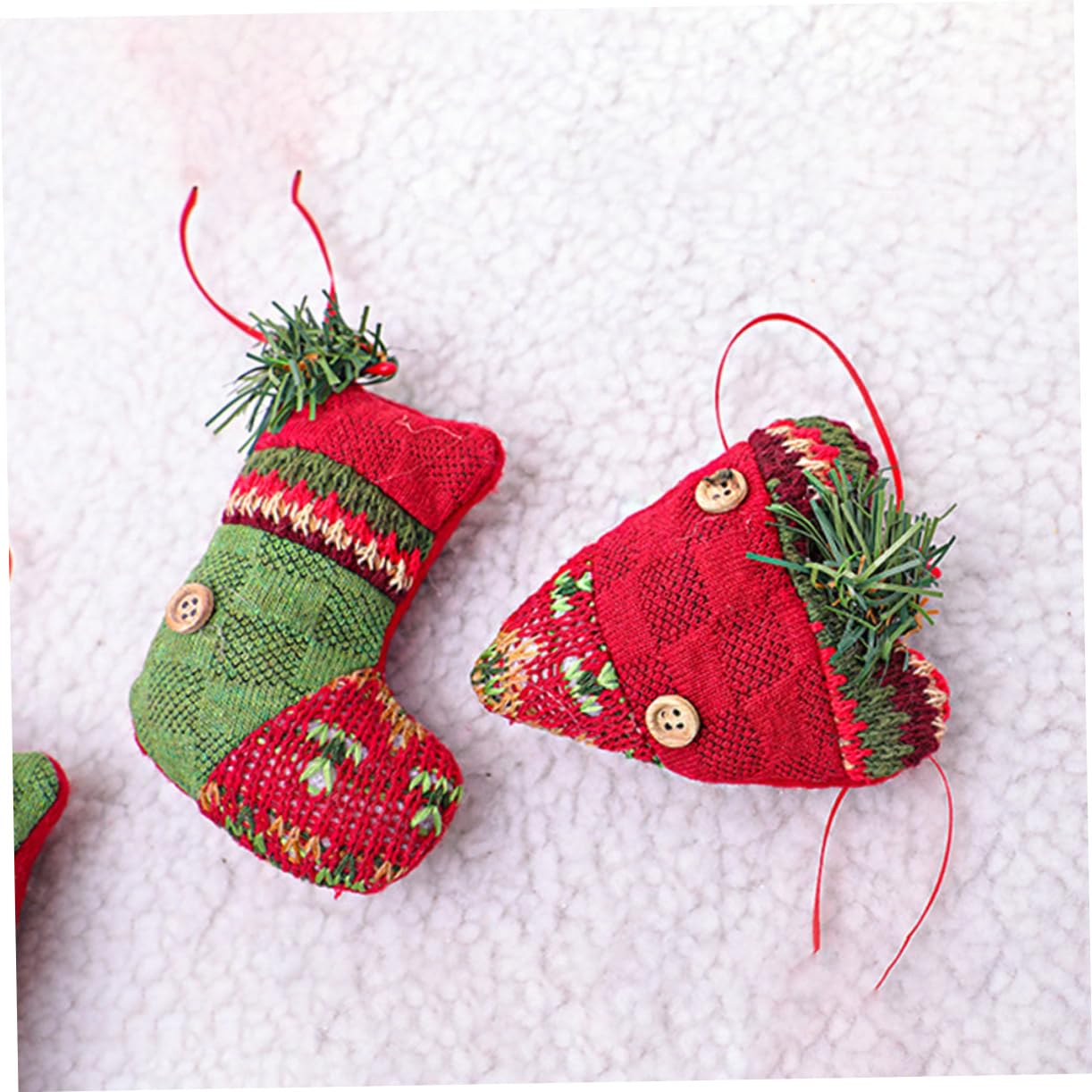 24 Pièces Décoration De Noël Décor Suspendu d'arbre De Noël en Tissu Pendentif Sapin De Noel Ornements d'arbre De Ornement De Cheminée De Décor Suspendu pour Rouge Alipis