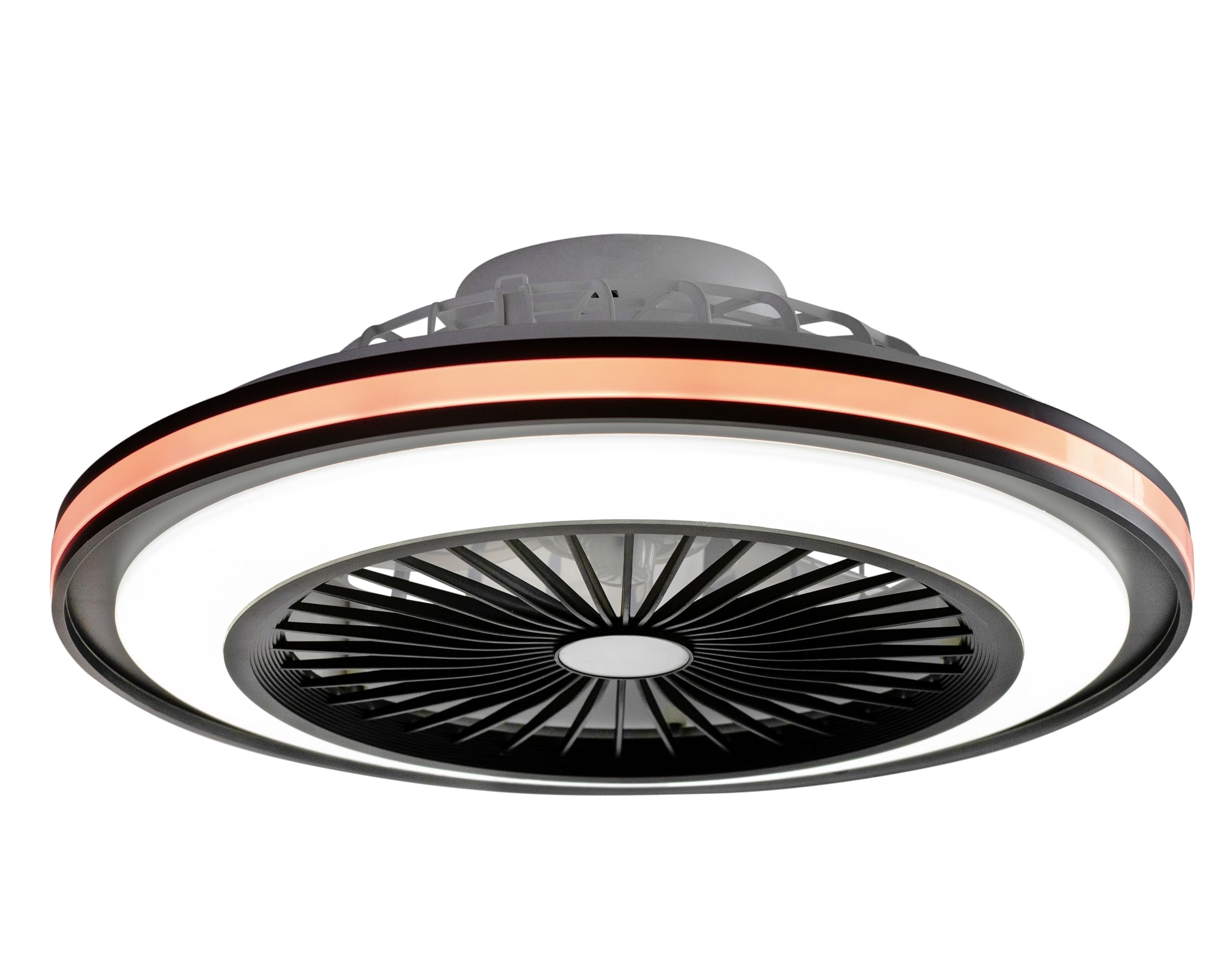 DUPI Ventilador de Techo con Luz Led RGB SLIM AIR | Función Verano e Invierno | 6 Velocidades | Mando a Distancia | Plafón 50 cm | Motor DC Silencioso | Aspas Reversibles | PVC | Negro
