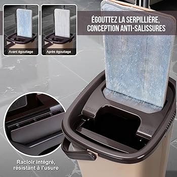 Masthome Balai Serpillère avec Fonction Essorage, Balai Plat en Microfibre avec