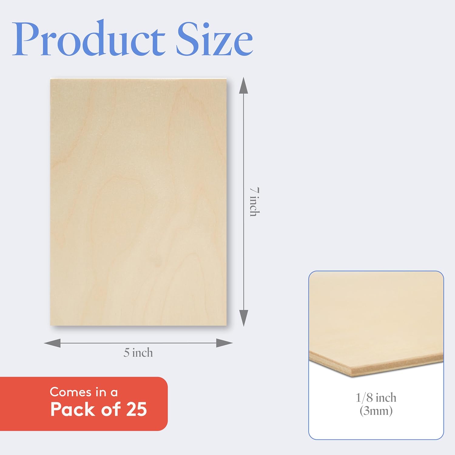 3 mm Baltic Birch Plywood 1/8 x 5 x 7 Inch, Box of 25 B/BB Grade Craft Wood, Stronger Than Basswood Sheets, for Laser, CNC Cutting and Wood Burning, by Woodpeckers