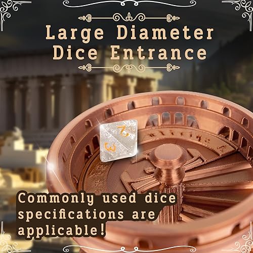 Miniatura 2 de JstFrU Torre de dados DND con bandeja para juegos de rol, Calabozos y Dragones, D&D, TRPG, 7 dados incluidos, torre rodante perfecta de castillo