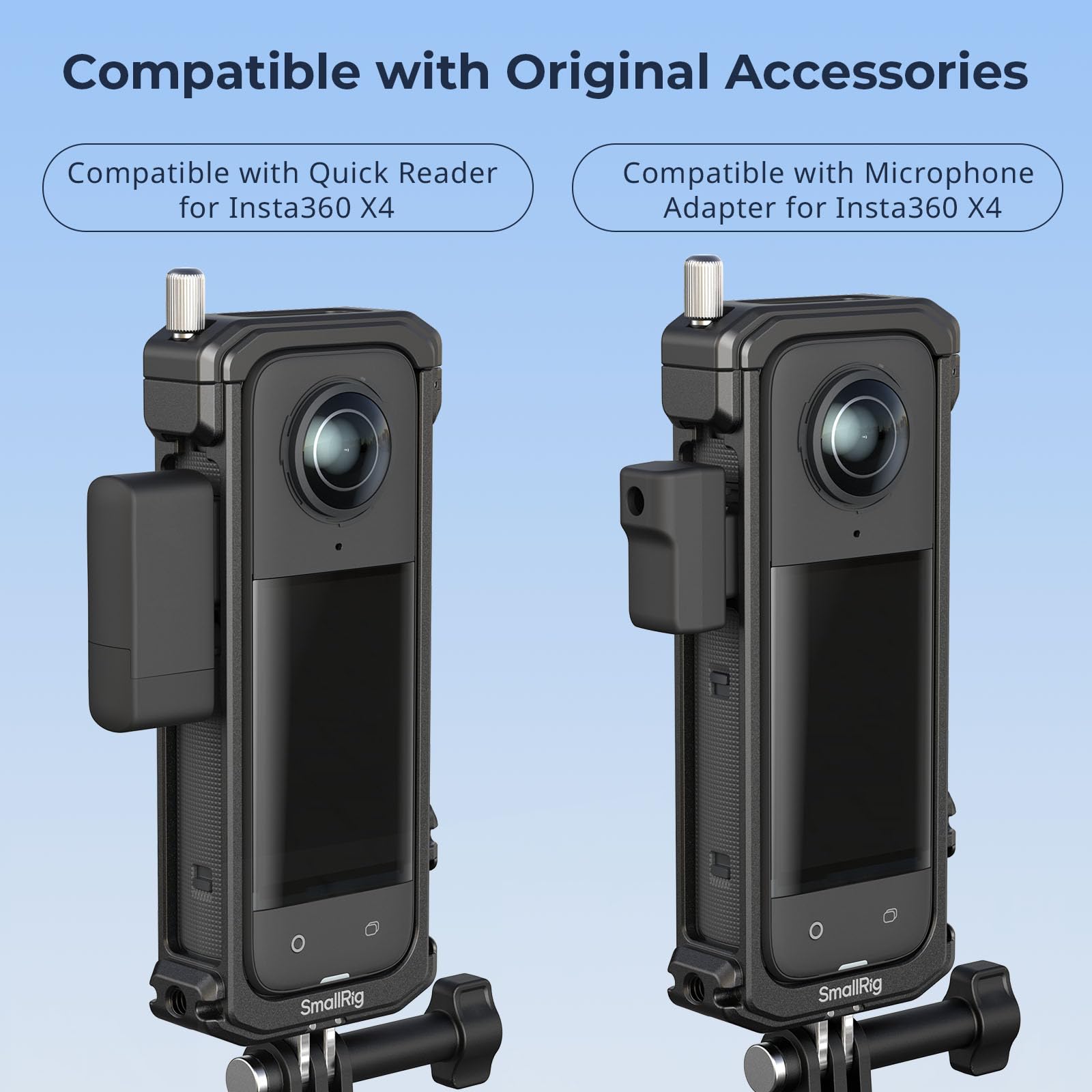 SMALLRIG Cage per Insta360 X4, Custodia Protettiva in Alluminio per Insta360 X4 con Copriobiettivo in Silicone, Slitta Fredda Incorporata e Foro Filettato Antideflessione da 1/4"-20-4278