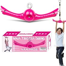 YAMIPROBI Ninja-Twister Swing Spins Set Slackline Attachments - 360  Handle Twist-Spin Flips Toy Activate Ninja Powers - Ninja Warrior Accessories - Kids Ninja Hang Toys for Playground Backyard,Pink