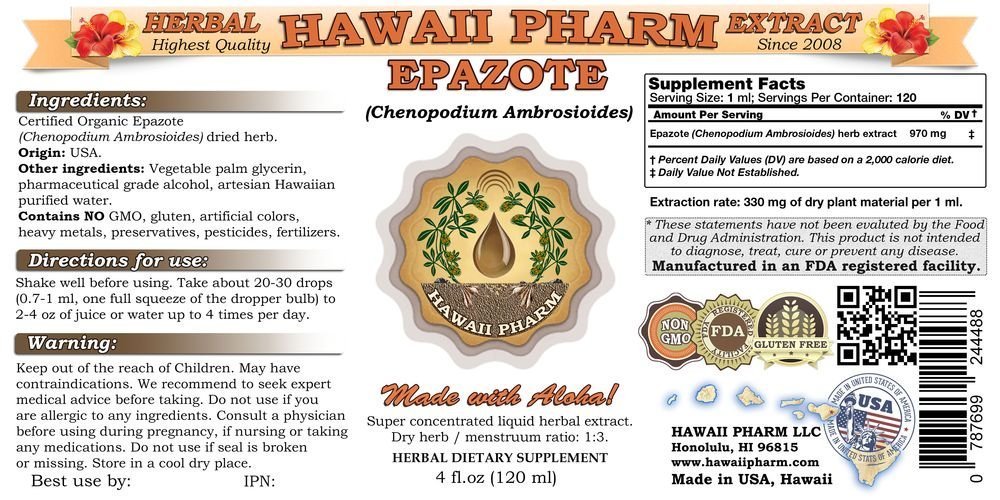Epazote Liquid Extract, Epazote (Chenopodium Ambrosioides) Dried Herb Tincture Supplement 4 oz