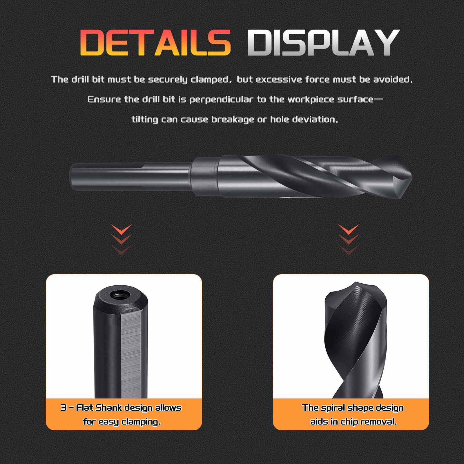 CoCud Drill Bit, 3/4" Cutting Diameter (19.05mm), 1/2" Reduced Shank 3-Flat 4341 HSS Nitriding Black 118° Cutting Angle Bits - Image 3
