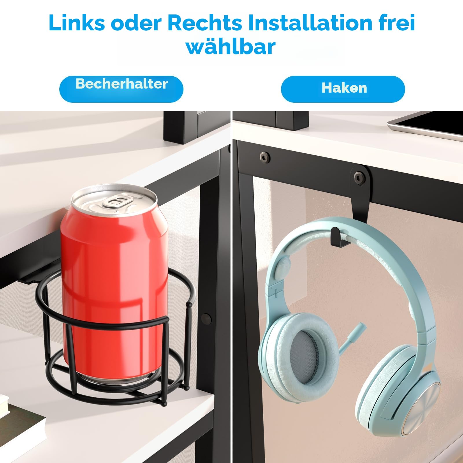 GreenForest 100 x 50 cm Schreibtisch Weiß mit Regal und Monitorständer, Kleiner Sekretär Schreibtisch Weiss, Bürotisch für Home Office, Weiß