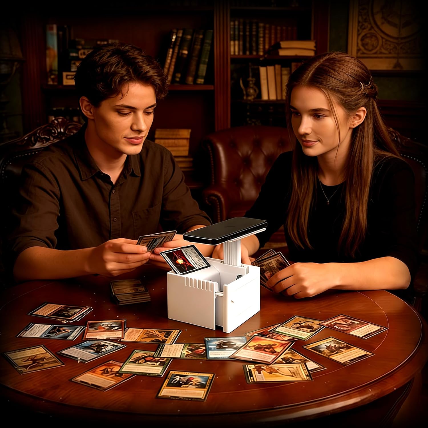 Card Scanner Stand Holder for Trading Cards, MTG, TCG, Sports Cards with LED Light and Base, ABS Material, USB-C Rechargeable MTG/TCG Card Scanner Machine (Non-3D Print, No Sleeved)