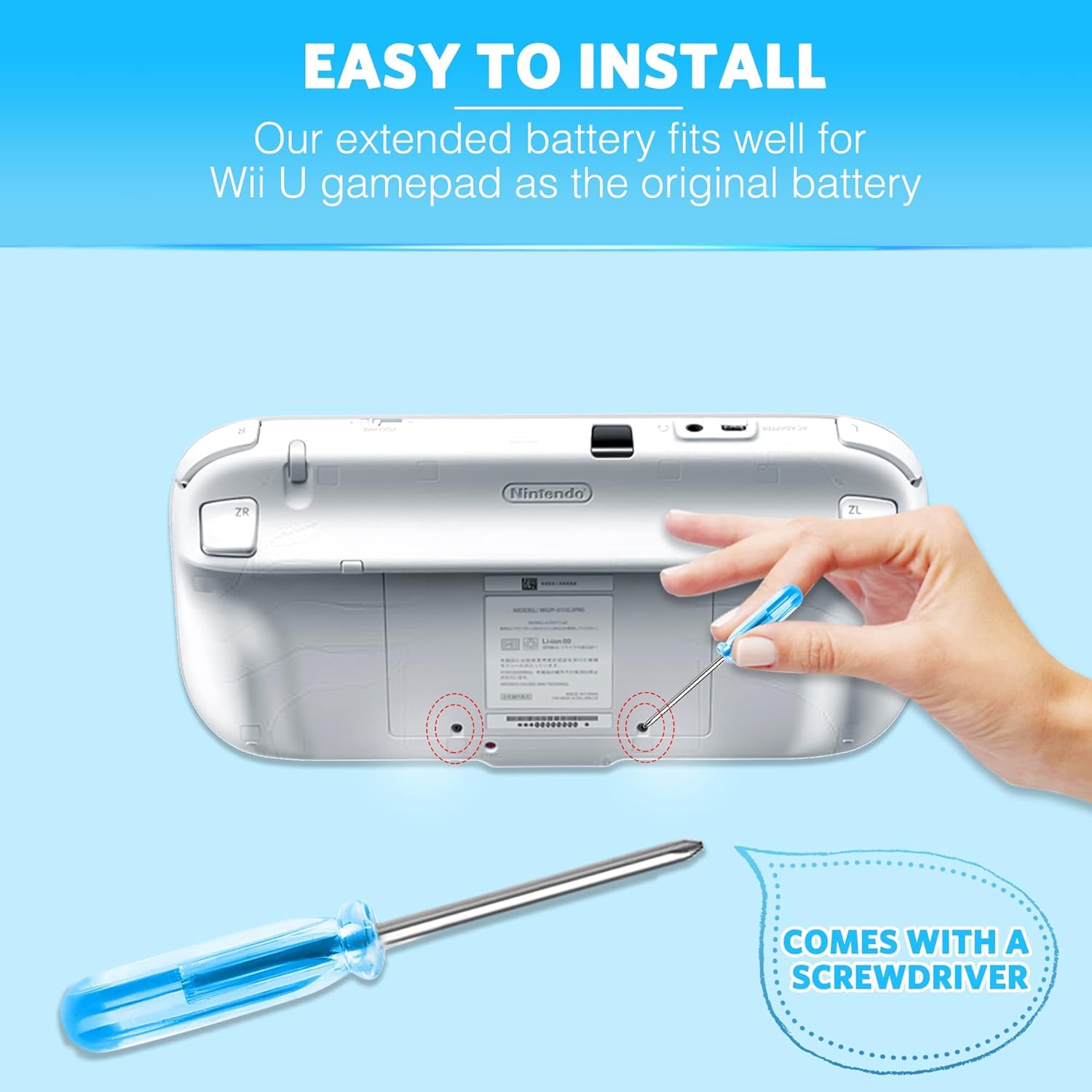 Xahpower Games Accessories Bundle for Wii U, 1 Pack Charger and 1 Pack Battery for Nintendo Wii U Gamepad