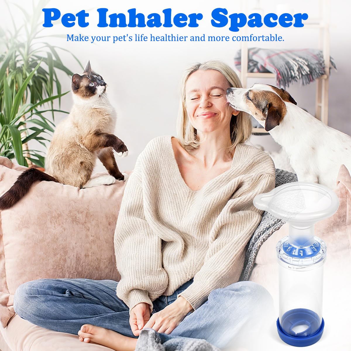 Aerosolkammer Inhalator für Haustiere Inhalationsgerät Aerosolkammer Medikamentenverabreicher Aerosol Inhalator mit Masken hilft Haustieren Inhalator Spacer Katze pet für Katzen und Hunde