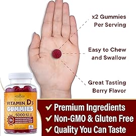 NEW AGE Vitamin D3 5000 IU 125mcg Gummies - Support Immune Support, Strong Bone Health - Non-GMO, Gluten-Free, Dairy-Free, No Gelatin (180 Gummies (Pack of 3))