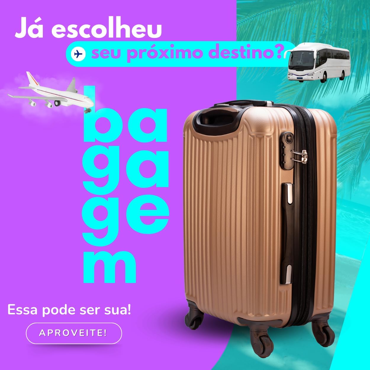 Mala de Viagem de Bordo Abs 10kg Expansiva ANAC 360 Graus com Senha (Caqui)
