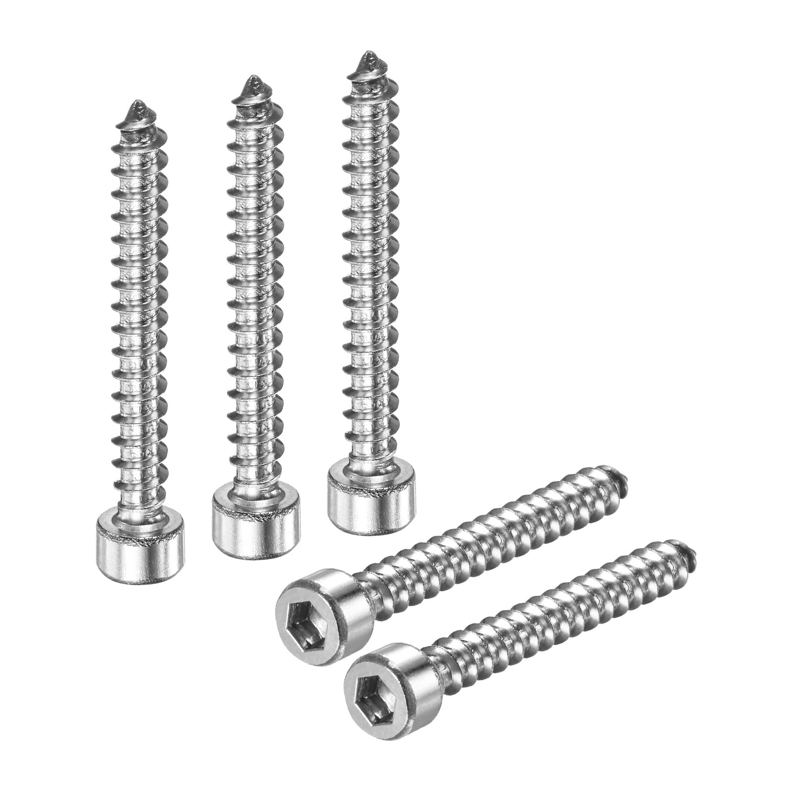 M METERXITY 50-Pack Hex Socket Head Cap Self-Tapping Screw, M5x40mm Stainless Steel Hex Drive Self Tapping Point for Furniture/Machinery/DIY Projects, Hexagon Drilling Screws