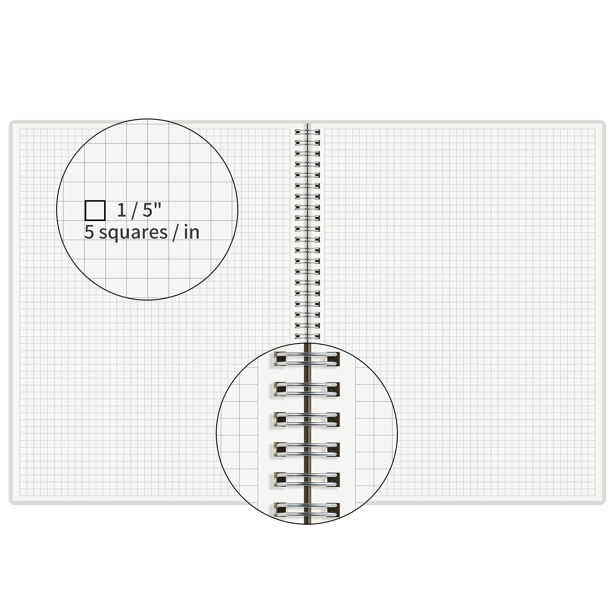 HULYTRAAT Notizbuch, Spiralbindung, 21,6 x 27,9 cm, 12,7 x 12,7 cm, liniert, 12,7 x 12,7 cm, hochwertiges 100 g/m², elfenbeinfarbenes weißes säurefreies Papier, 128 karierte Seiten pro Buch (2 Stück)