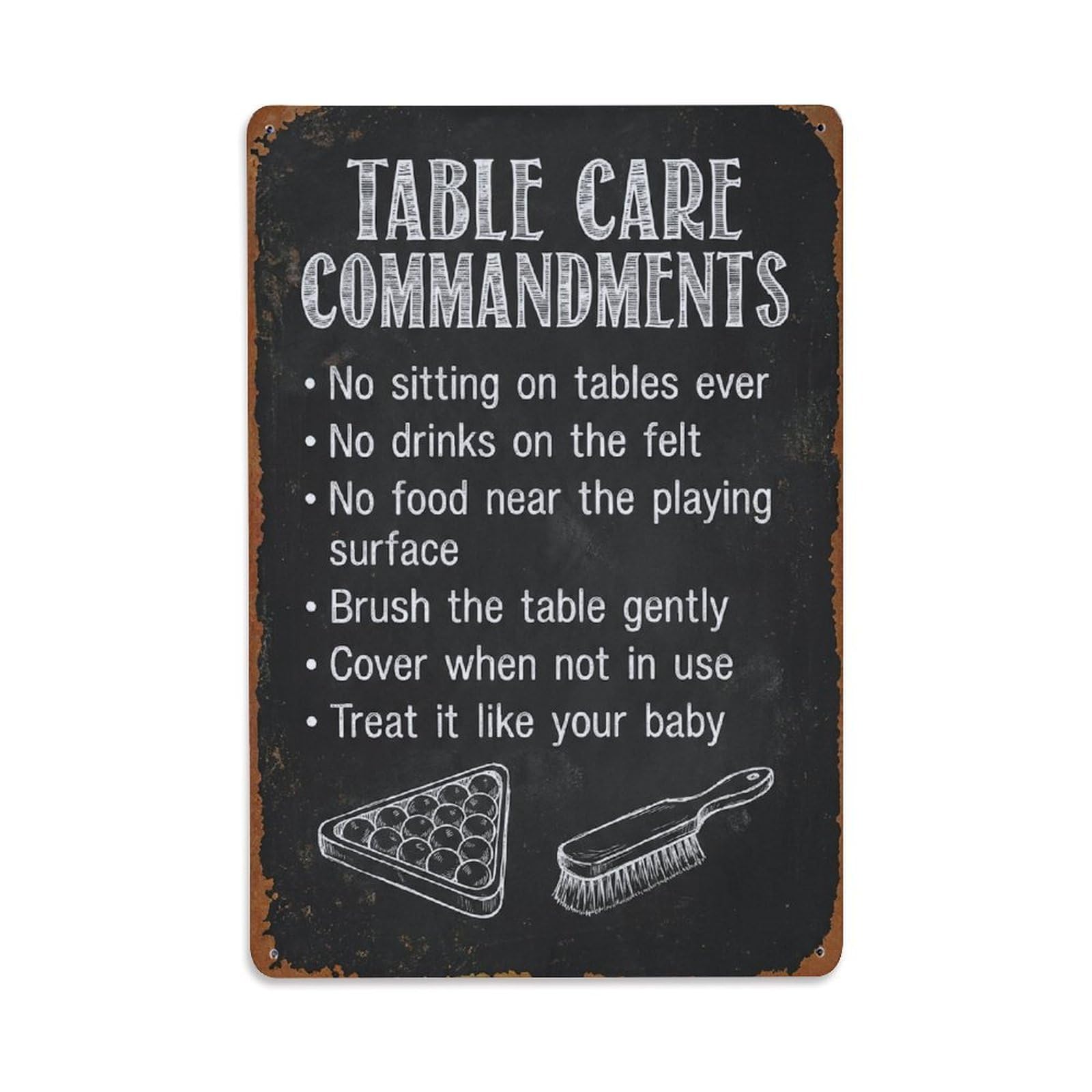 No Sitting On Tables Retro Wall Metal Tin Sign